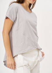 טוניקה שרוול קצר חתכים אלכסוניים אפור בהיר