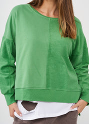 סווטשירט חצי הפוך עם ריב ירוק
