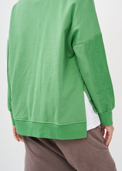 סווטשירט חצי הפוך עם ריב ירוק