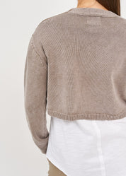 Three-button brown wash knit top