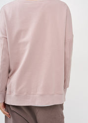 סווטשירט חצי הפוך עם ריב ורוד