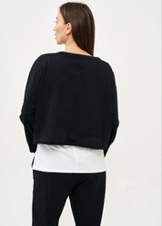 טי שרט עם כיס שרוול ארוך שחור