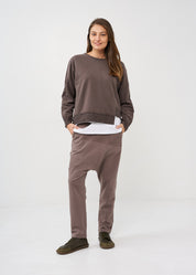 סווטשירט סיומת אסימטרית אפור כהה