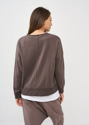 סווטשירט סיומת אסימטרית אפור כהה