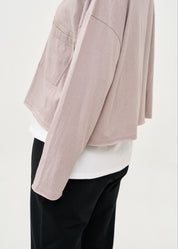 טי שרט עם כיס שרוול ארוך אפור