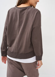 סווטשירט סיומת אסימטרית אפור כהה