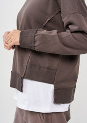 סווטשירט סיומת אסימטרית אפור כהה