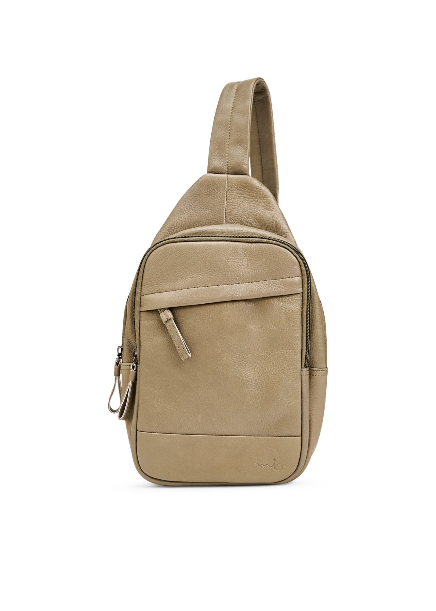 Light green diagonal back leather bag
