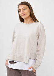 סווטשירט סיומת אסימטרית אפור בהיר