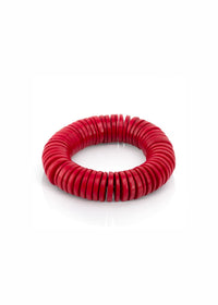 Red flat wooden beads bracelet - 99