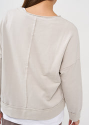 סווטשירט סיומת אסימטרית אפור בהיר