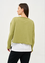 טי שרט עם כיס שרוול ארוך ירוק