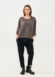 חולצה ארוכה בד סלאב אפור כהה