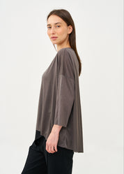 חולצה ארוכה בד סלאב אפור כהה