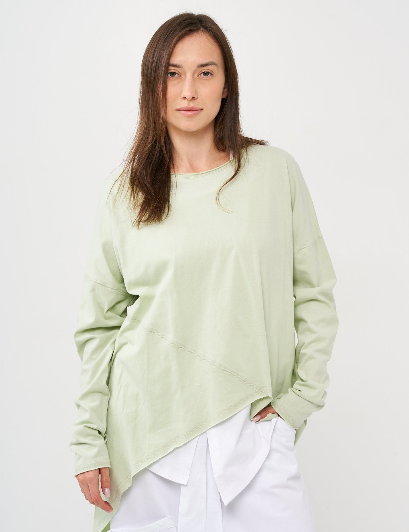 טוניקה חתכים אלכסוניים ירוק בהיר