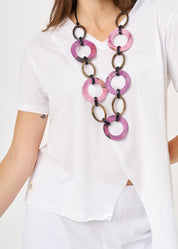 טי שרט חתך אלכסוני אורך א-סימטרי לבן