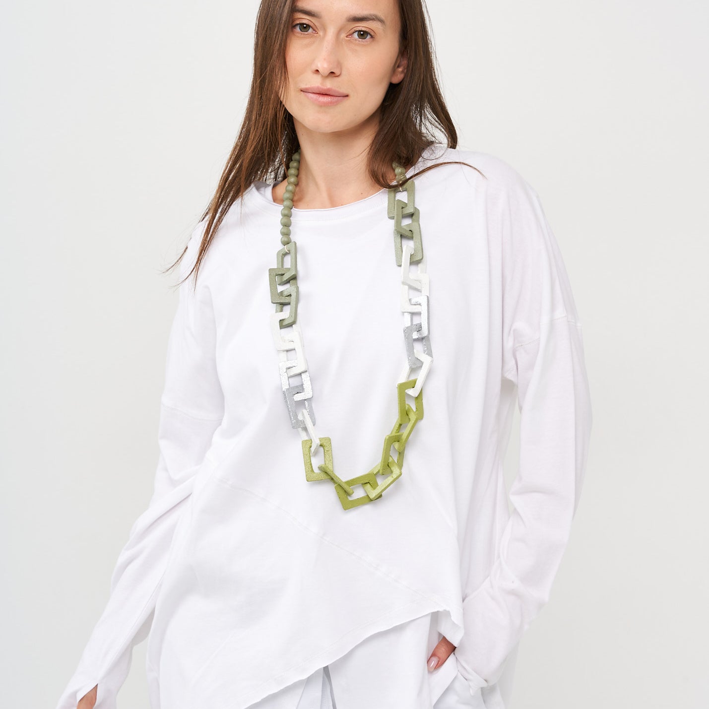 טוניקה חתכים אלכסוניים לבן