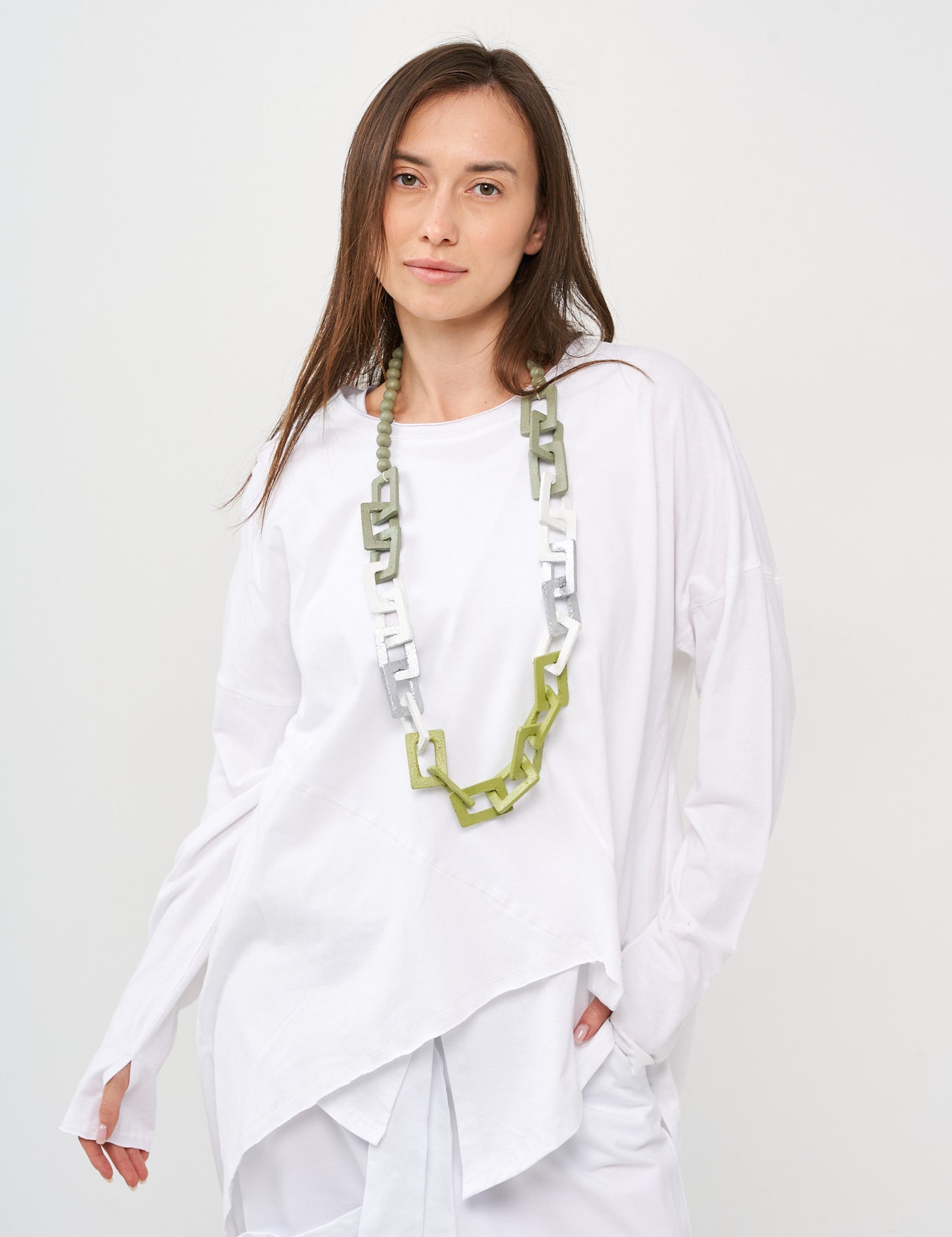 טוניקה חתכים אלכסוניים לבן