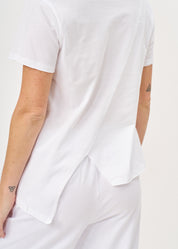 טי שרט חתך אלכסוני אורך א-סימטרי לבן