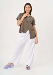 טי שרט חתך אלכסוני אורך א-סימטרי אפור כהה