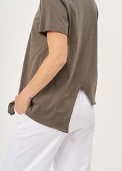 טי שרט חתך אלכסוני אורך א-סימטרי אפור כהה