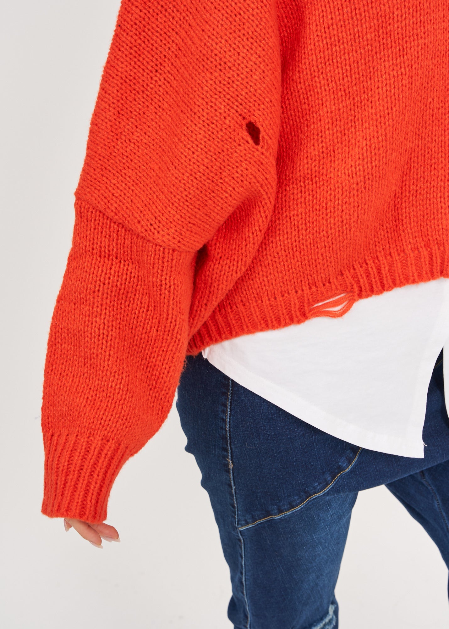 Orange ripped oversized knit