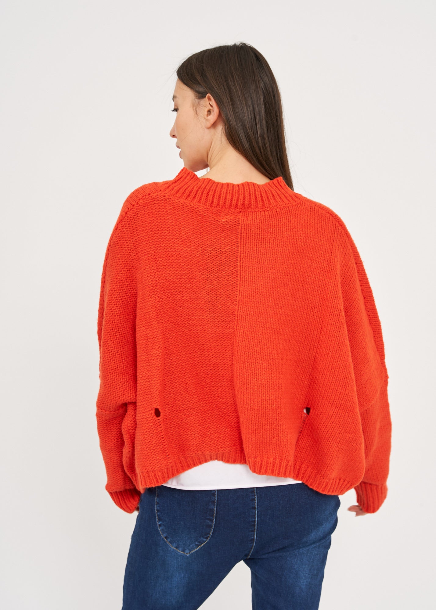 Orange ripped oversized knit