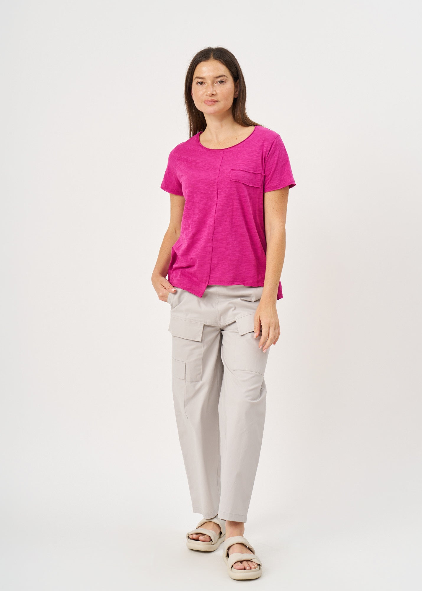 טי שרט כותנה פאץ' מלבן סגול