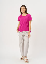 טי שרט כותנה פאץ' מלבן סגול