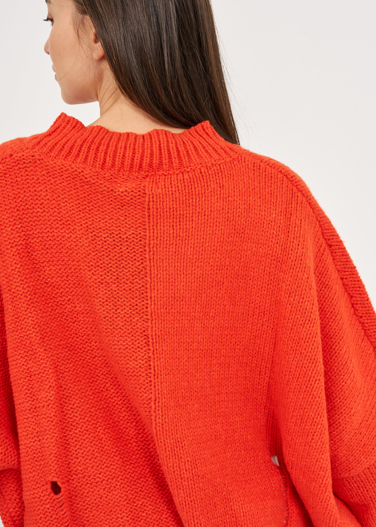 Orange ripped oversized knit