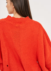 Orange ripped oversized knit