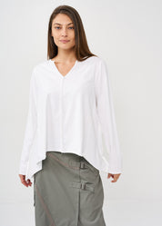 White long sleeve V-neck shirt