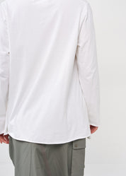 White long sleeve V-neck shirt