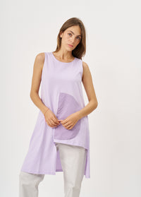 Purple fabric semi-circle pocket tank top - 00