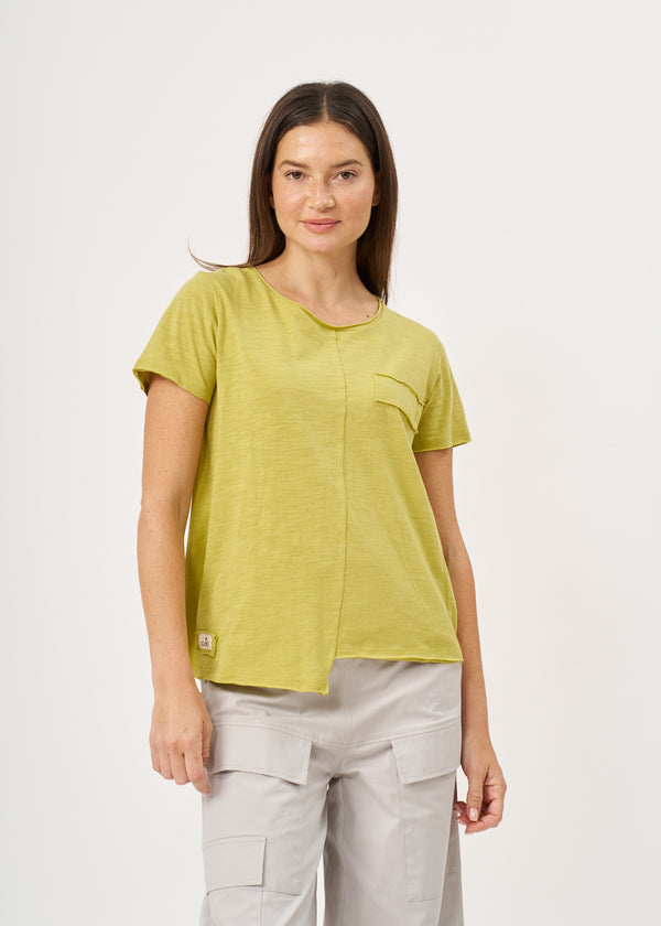 טי שרט כותנה פאץ' מלבן ירוק