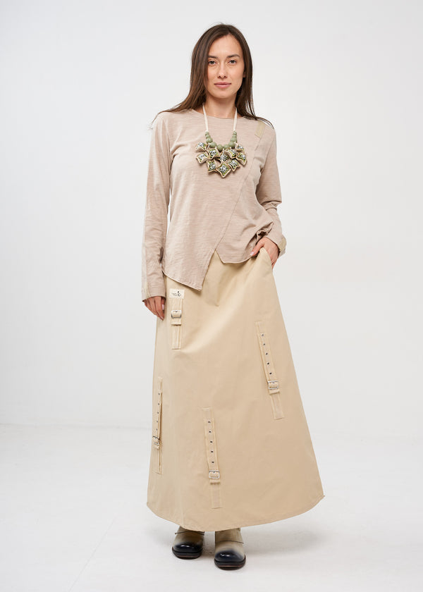 חצאית אבזמים לוגו מייה בז'