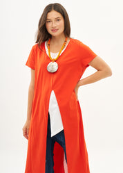 Orange mesh short sleeve tunic
