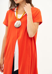 Orange mesh short sleeve tunic