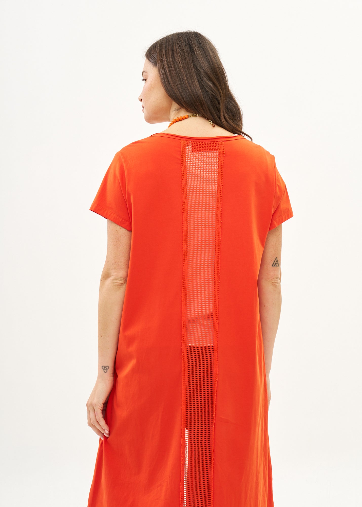 Orange mesh short sleeve tunic