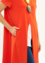 Orange mesh short sleeve tunic