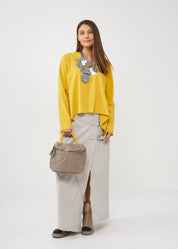 Stone Zipper Slit Buckle Skirt