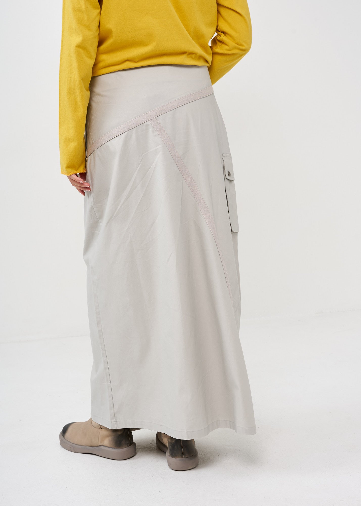 Stone Zipper Slit Buckle Skirt