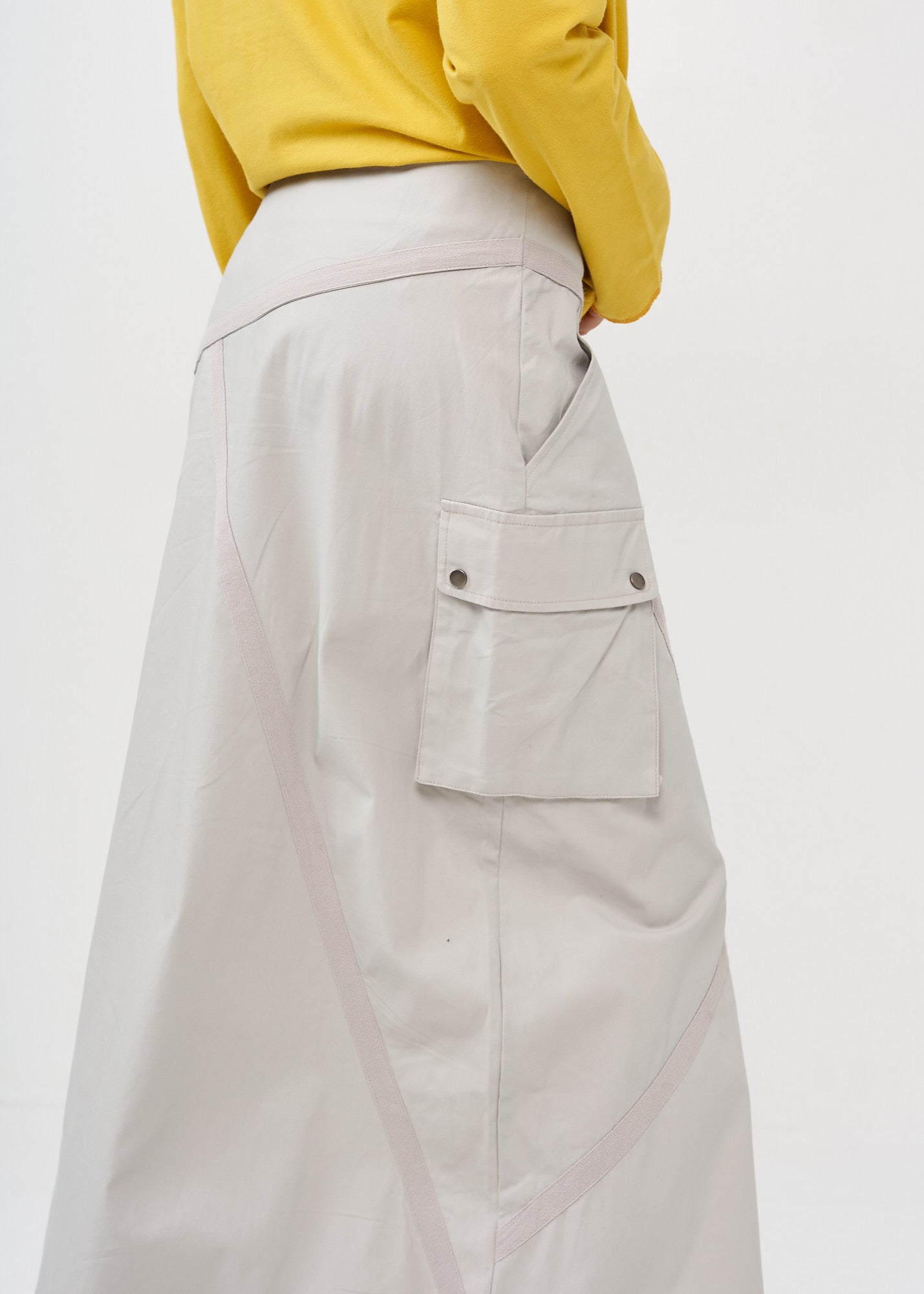 Stone Zipper Slit Buckle Skirt