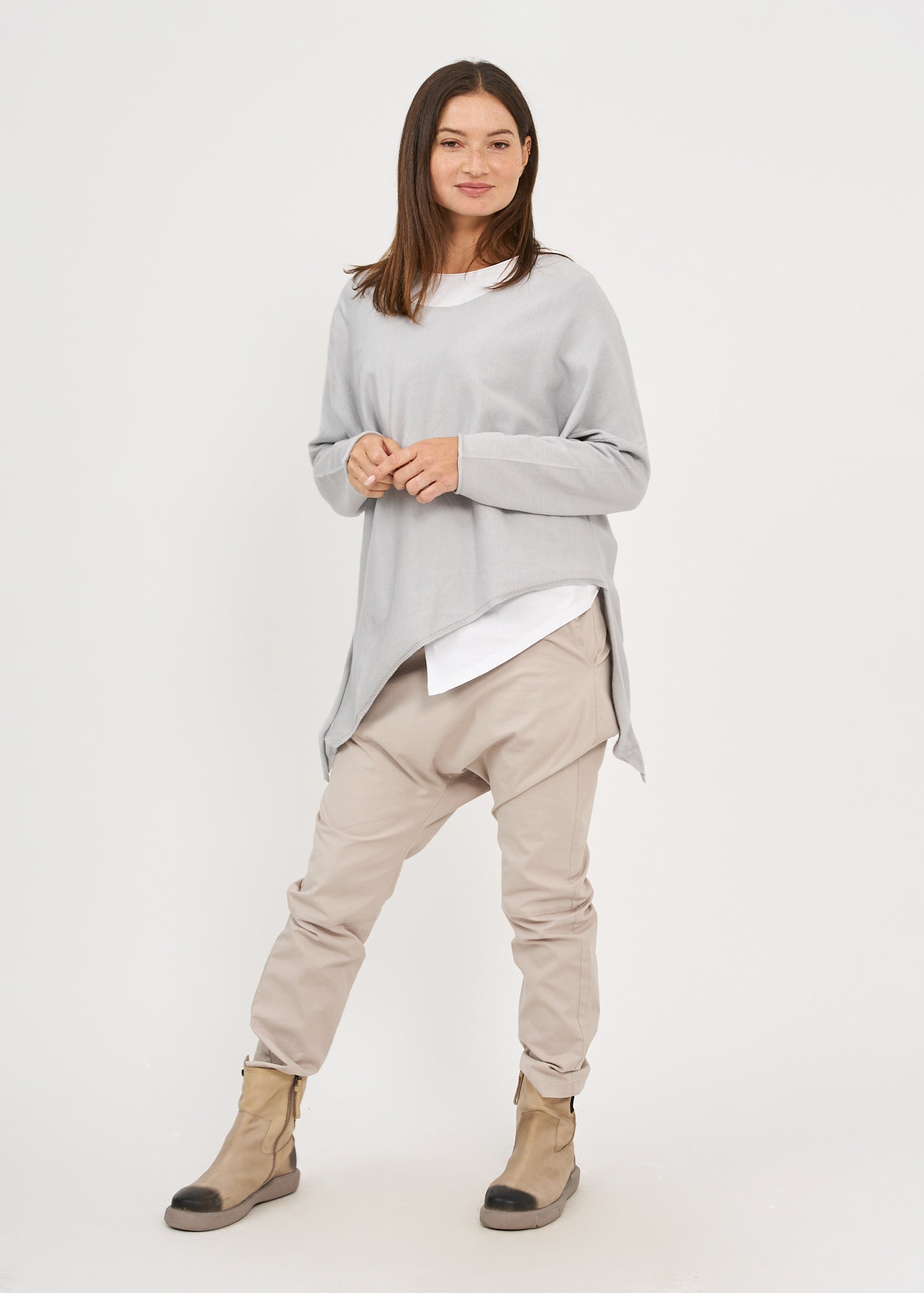 Gray oversized batwing knit