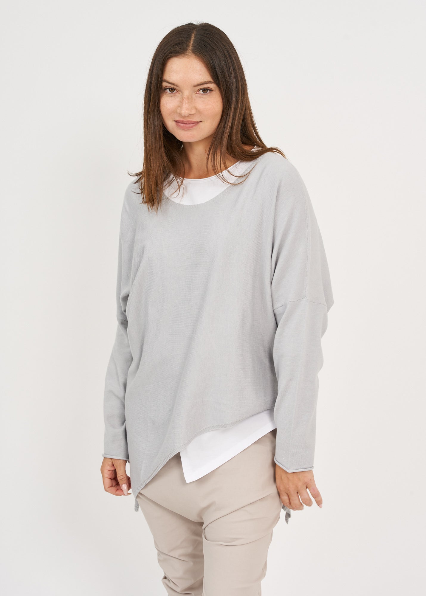 Gray oversized batwing knit