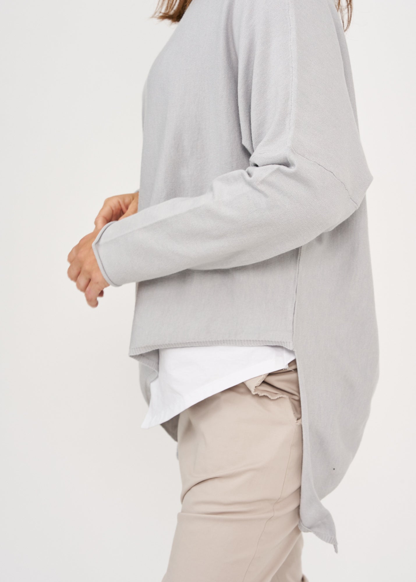 Gray oversized batwing knit