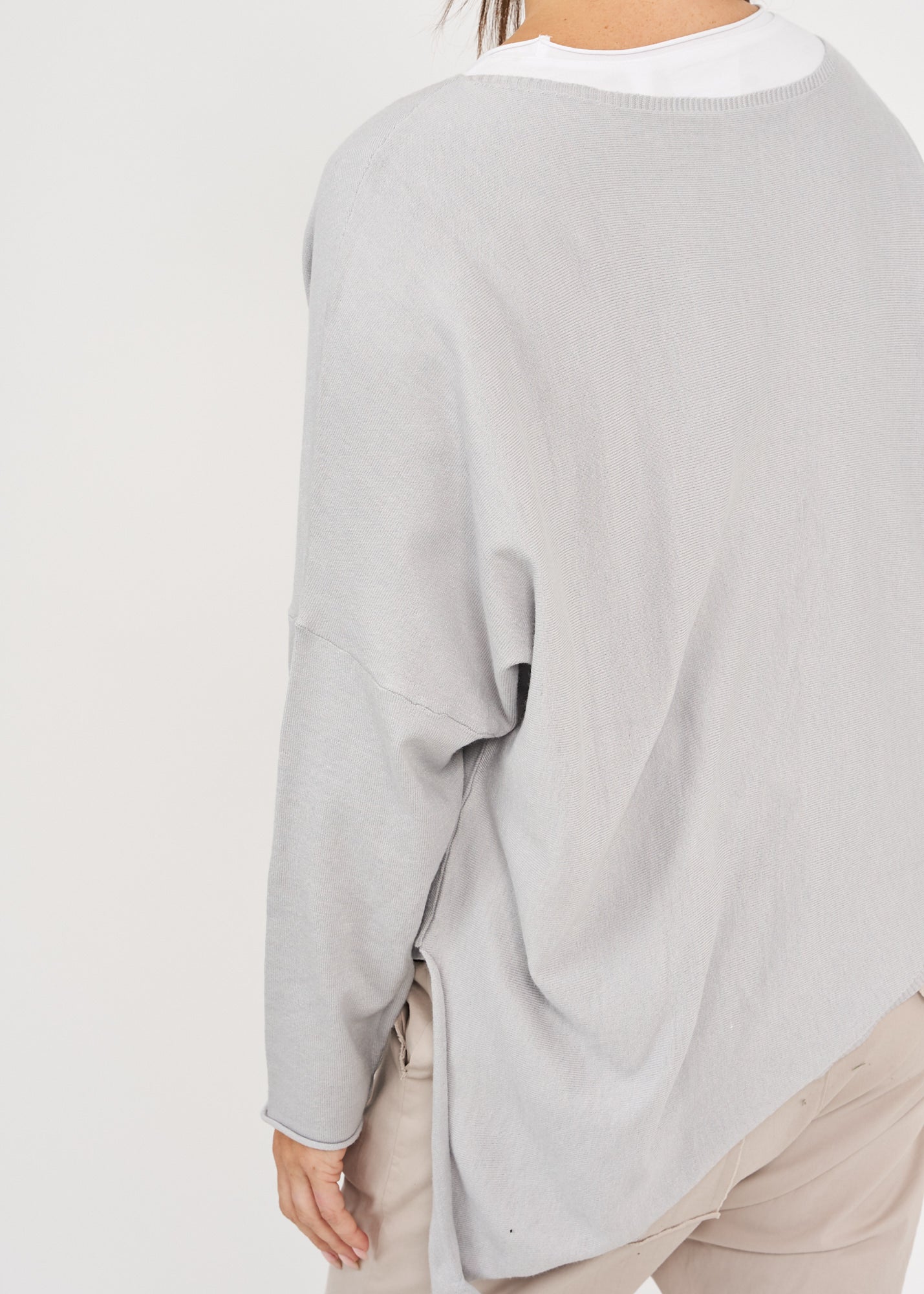 Gray oversized batwing knit