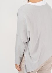 Gray oversized batwing knit