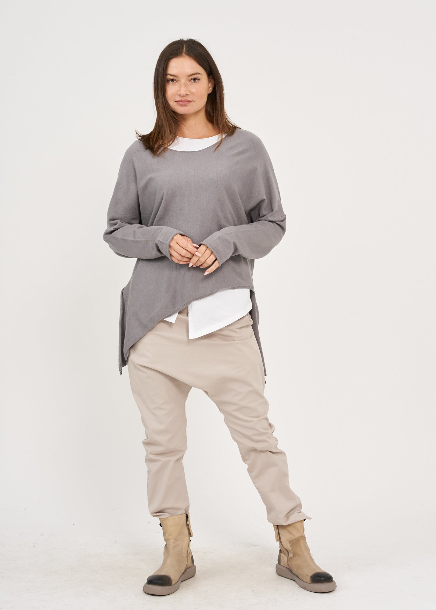 Dark gray oversized batwing knit