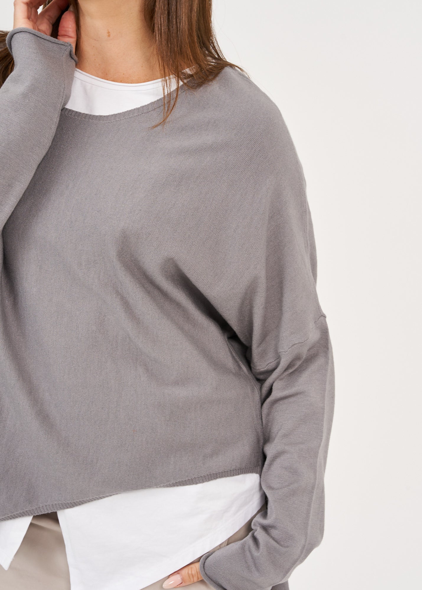 Dark gray oversized batwing knit
